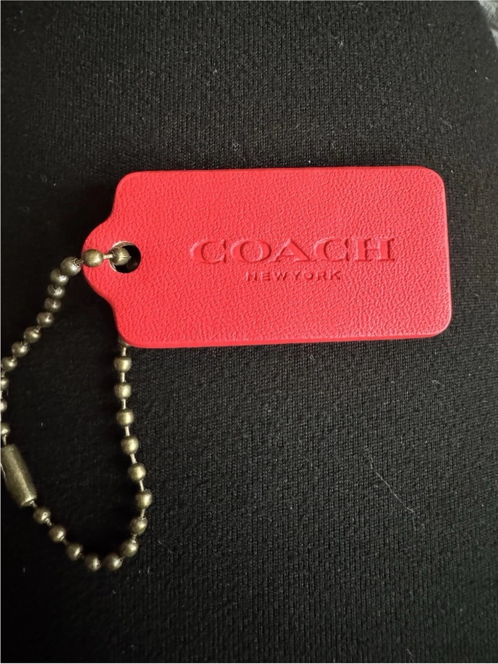 Coach Red Rare 2” Leather Fob Hang tag Charm Keychain 2025 Modern Bag Purse New
